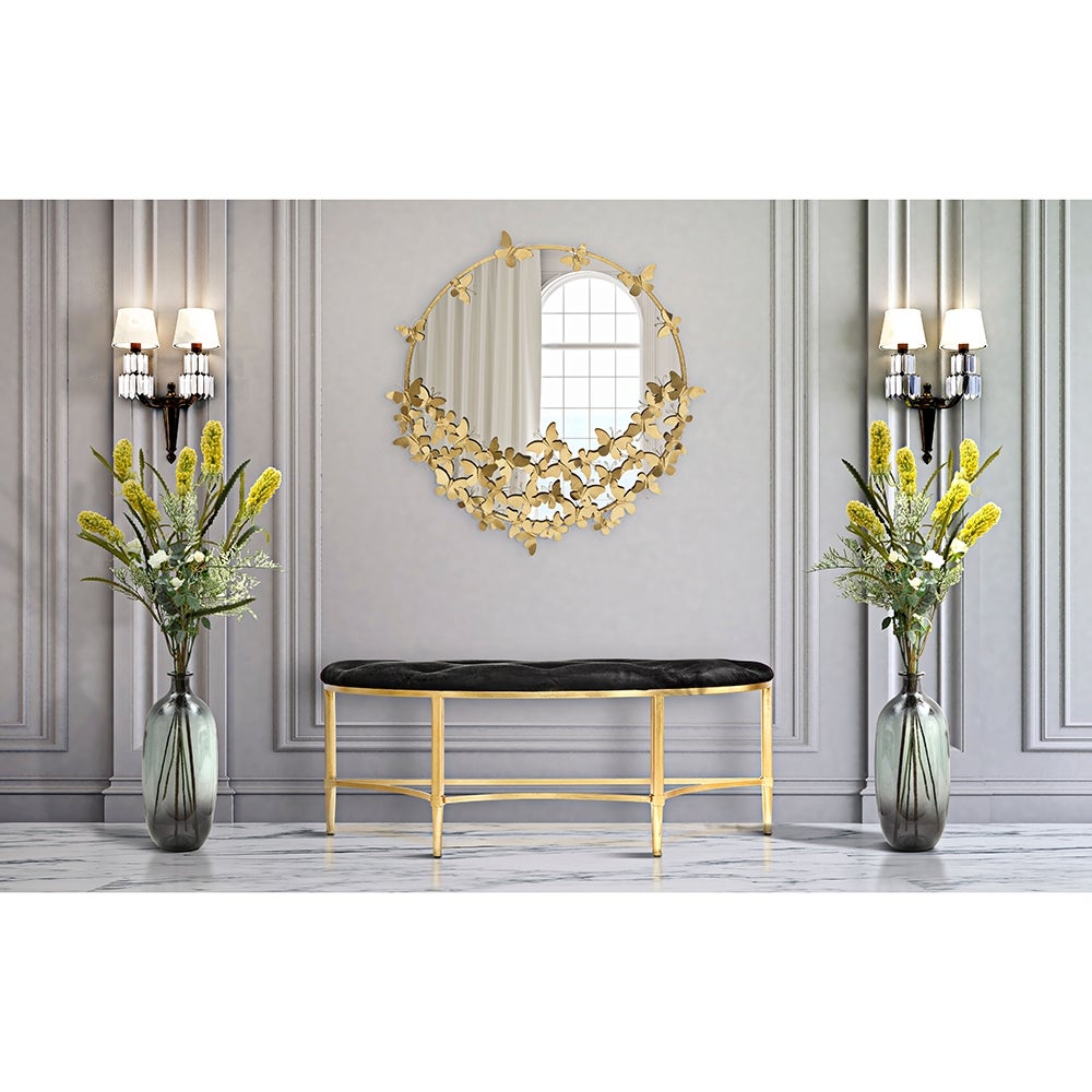 Specchio rotondo da parete dorato con farfalle decorative Butterfly M - 2