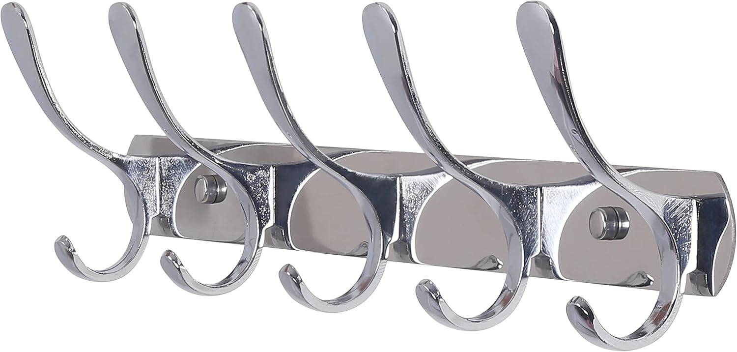 Nowoczesny metalowy wieszak ścienny - 5 wytrzymałych haczyków, idealny do przedpokoju, garderoby, na ubrania, płaszcze, torby, minimalistyczny design