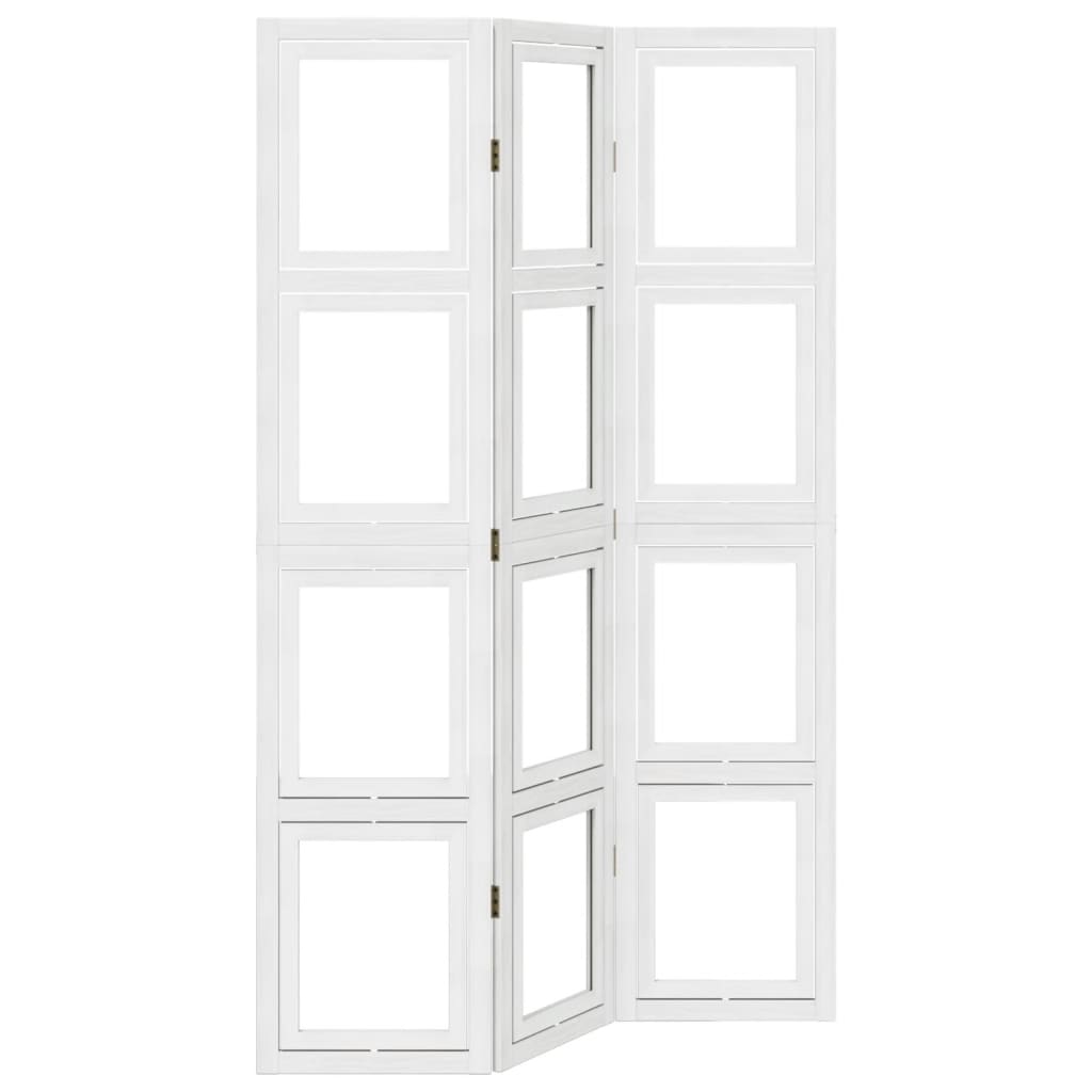 Biombo separador de 3 paneles | biombo divisor | paravientos madera maciza paulownia blanco cfw50350