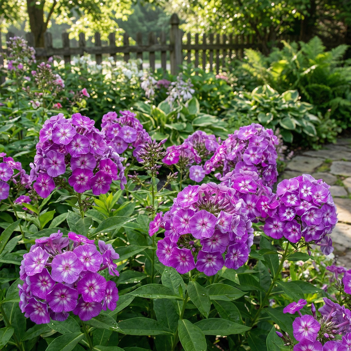 Lot de 6 - Phlox ‘Laura’ - Rustique - Vivace - Floraison rose-violet - Hauteur 10-20 cm - Pot 9 cm - 5