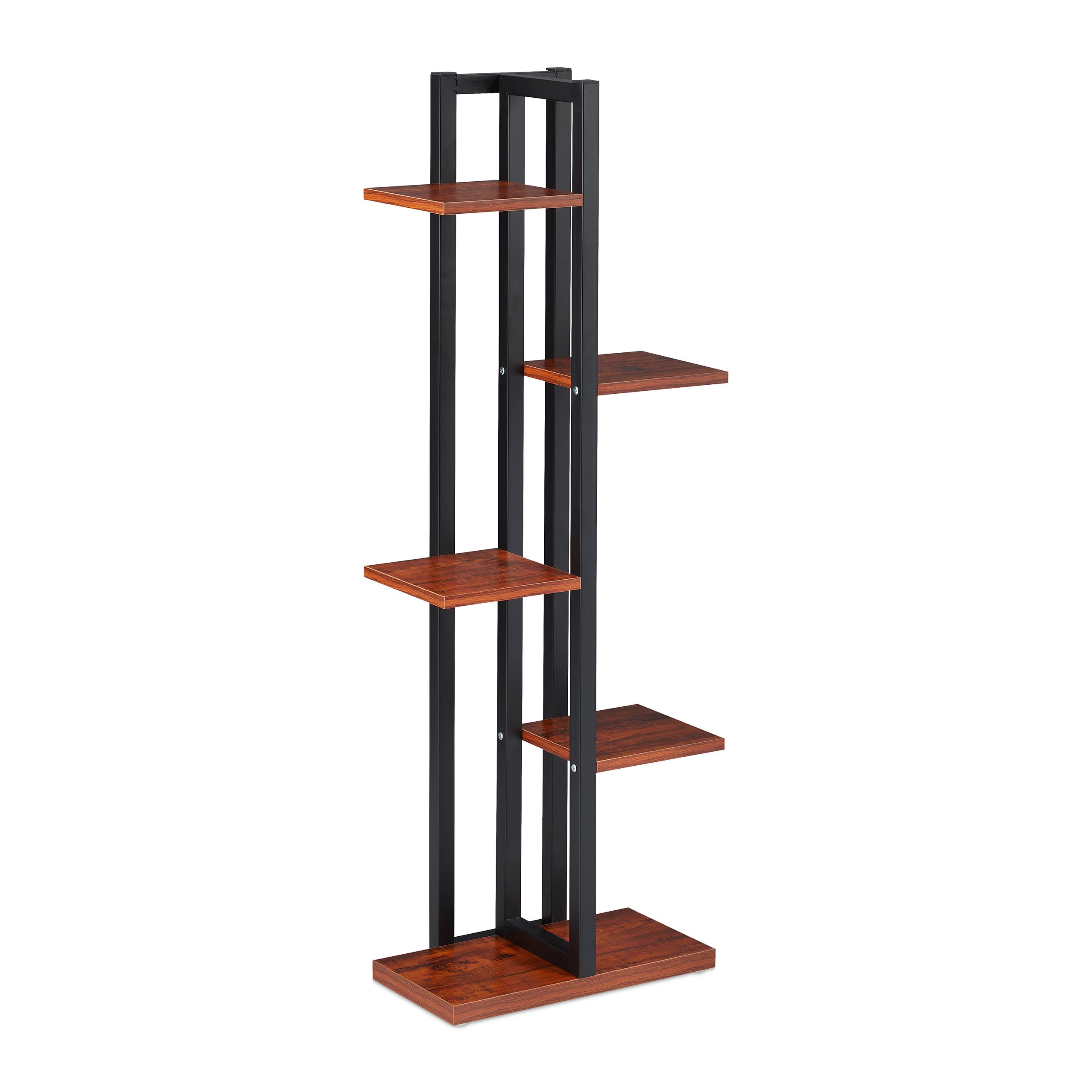 Étagère à plantes, escalier fleurs, 5 niveaux, HLP 117 x 43 x 22 cm, acier MDF, support intérieur, brun foncé, Relaxdays - 9