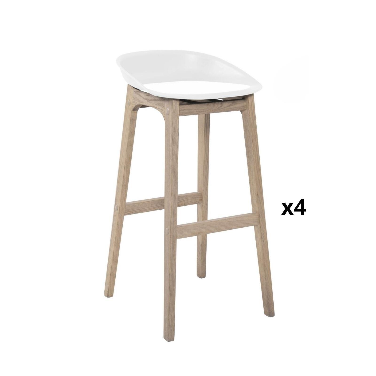 Set di sgabelli da bar RIVA in rovere da 75 cm con seduta in plastica - 2