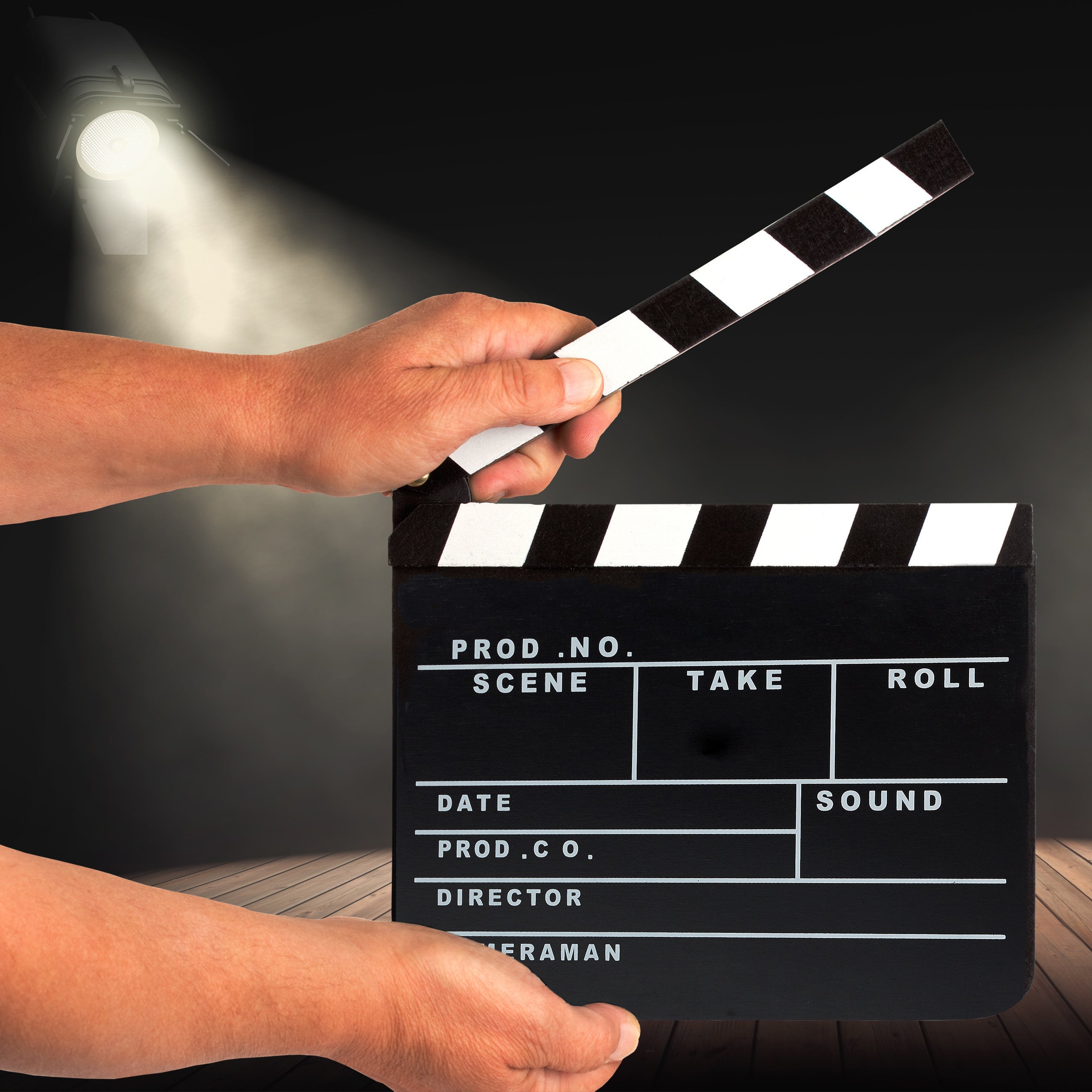 Clap de cinéma Hollywood film clapet scène inscription déco HxlxP: 26 x 30 x 30 cm, noir, Relaxdays - 3