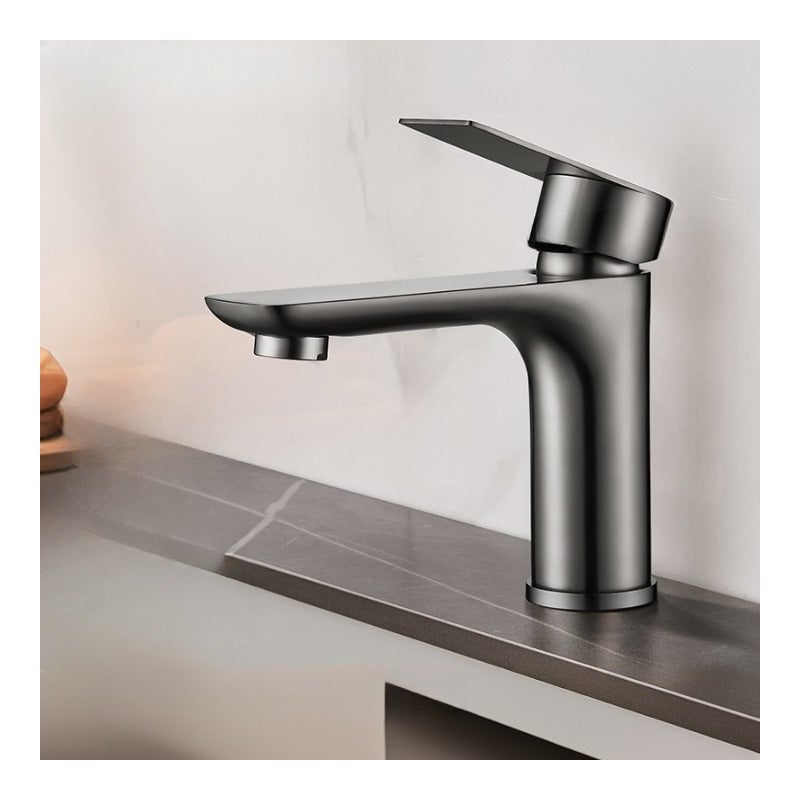 Bateria łazienkowa ze stali nierdzewnej, bateria jednouchwytowa, bateria umywalkowa nablatowa, rura wlotowa 80 cm, szara