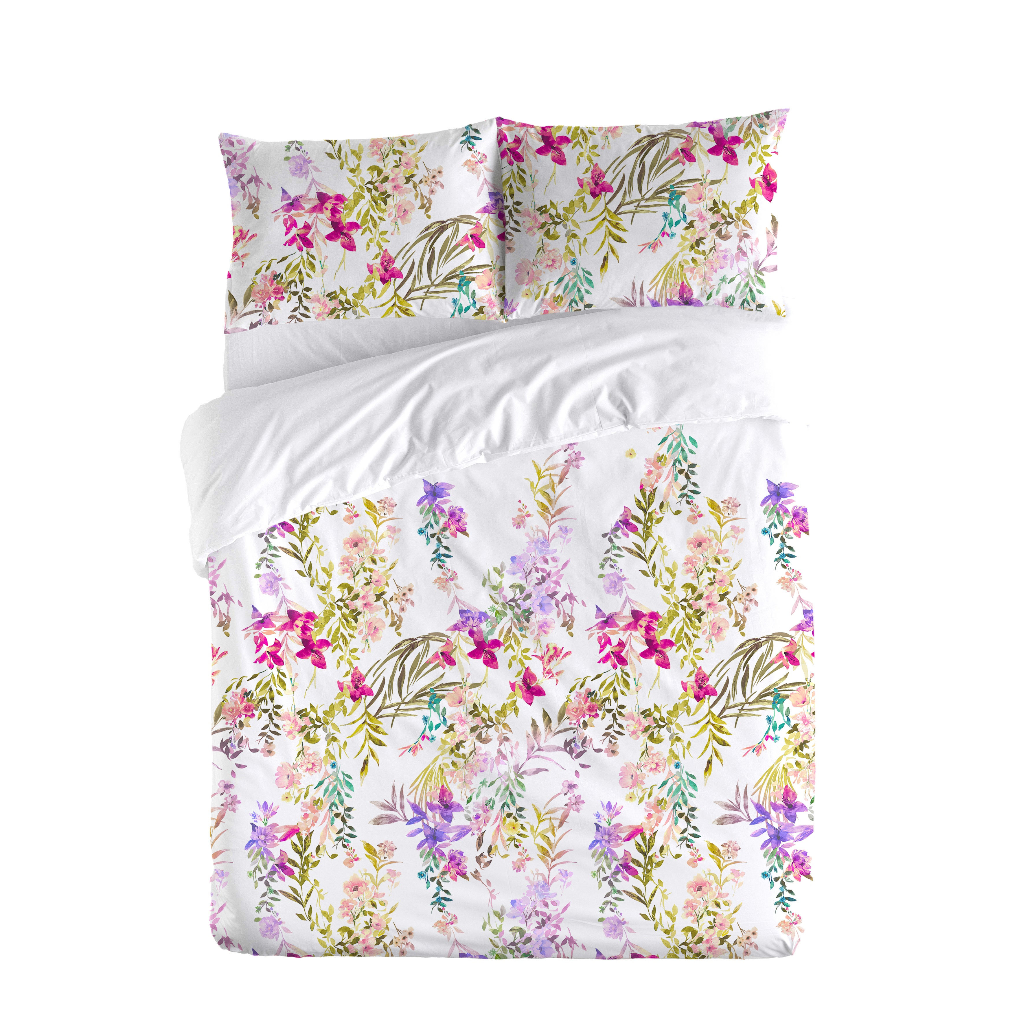 Housse de couette Floralink lit 180 cm - 260x240 cm, coton 200 fils - 3