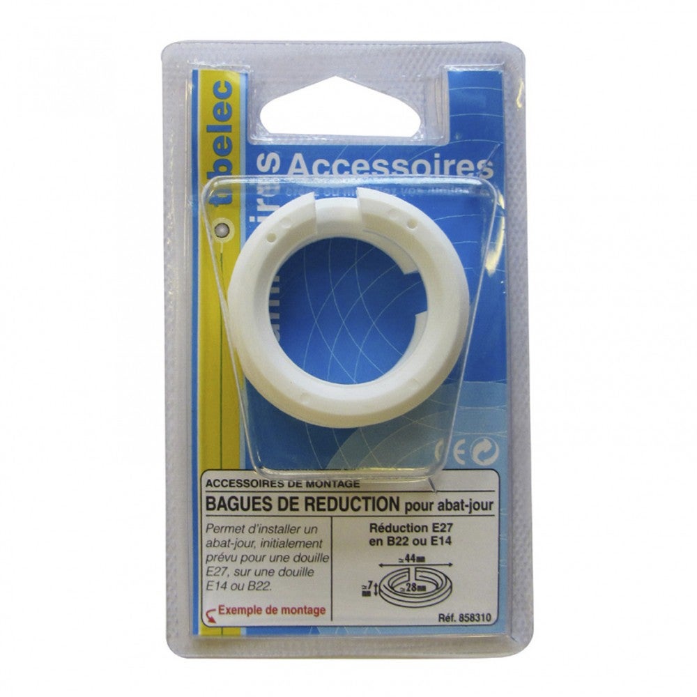 Set di 2 anelli per paralume B22 / E14 TIBELEC, plastica, bianco - 2
