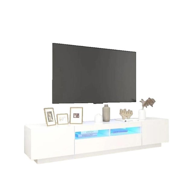 Móvel de TV com luzes LED 200x35x40 cm branco Unico / Blanco