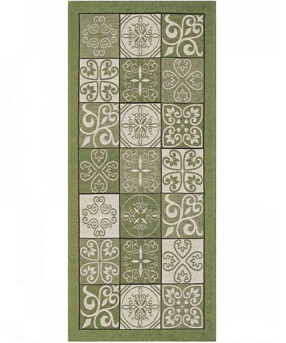 MAIOLICA 55x140 cm ZIELONY antypoślizgowy dywan welurowy | GalleriaFarah1970