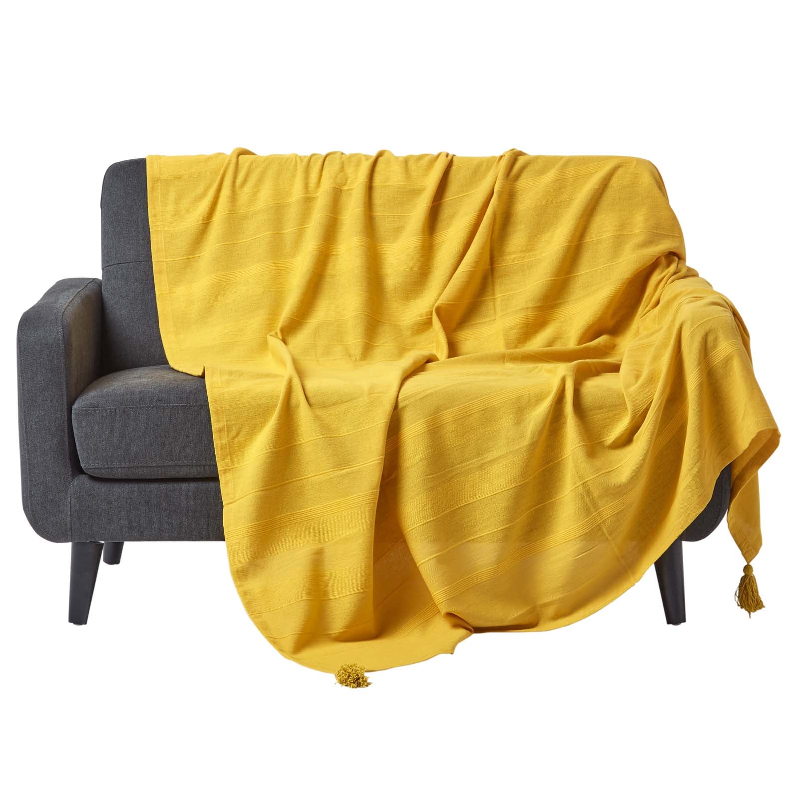 Homescapes Jeté de lit ou de canapé - Rajput - Jaune - 225 x 255 cm - 2