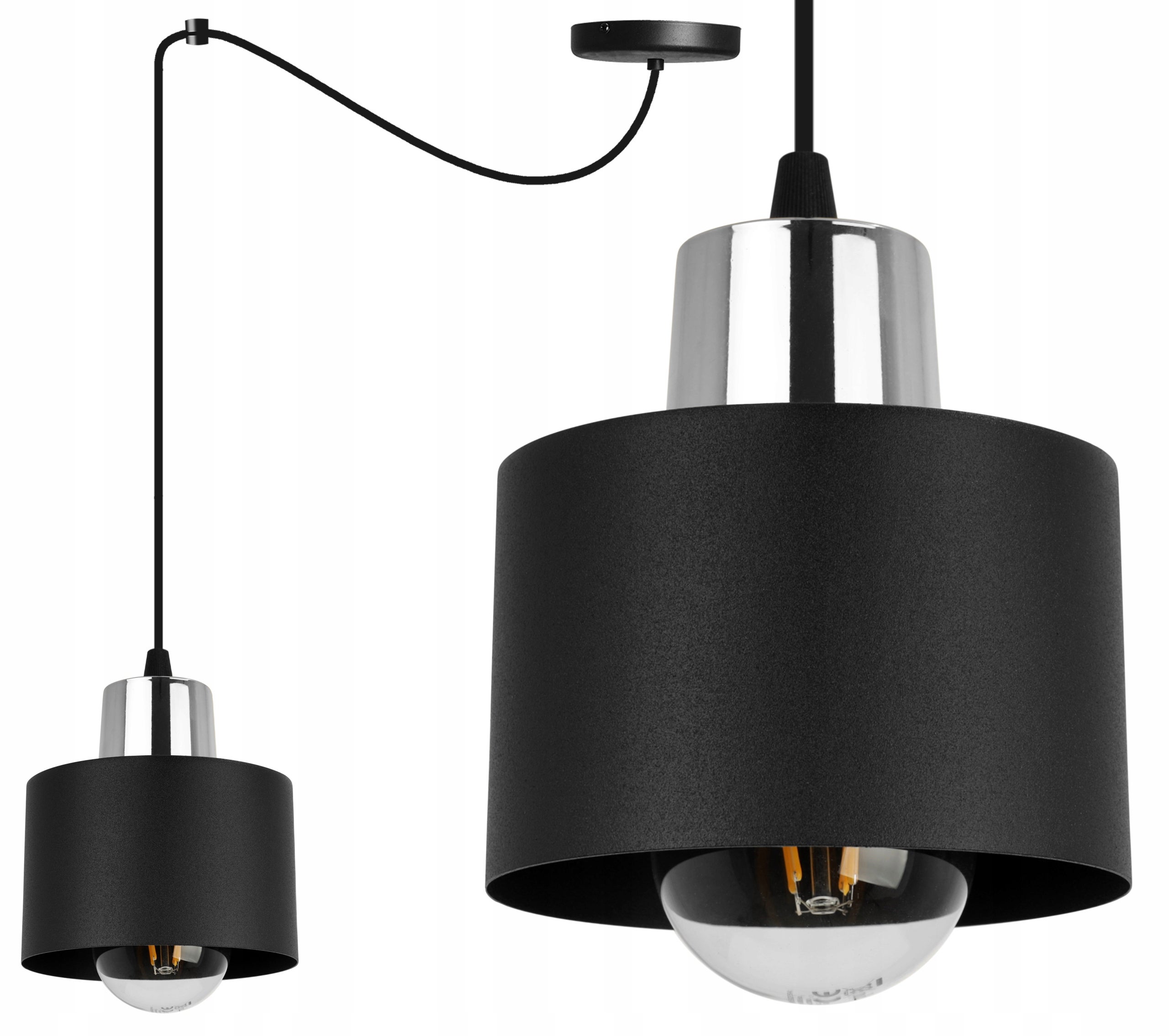 Lampa sufitowa wisząca Spider Panta modern 1xE27 abażur walec czarny Light Home LH