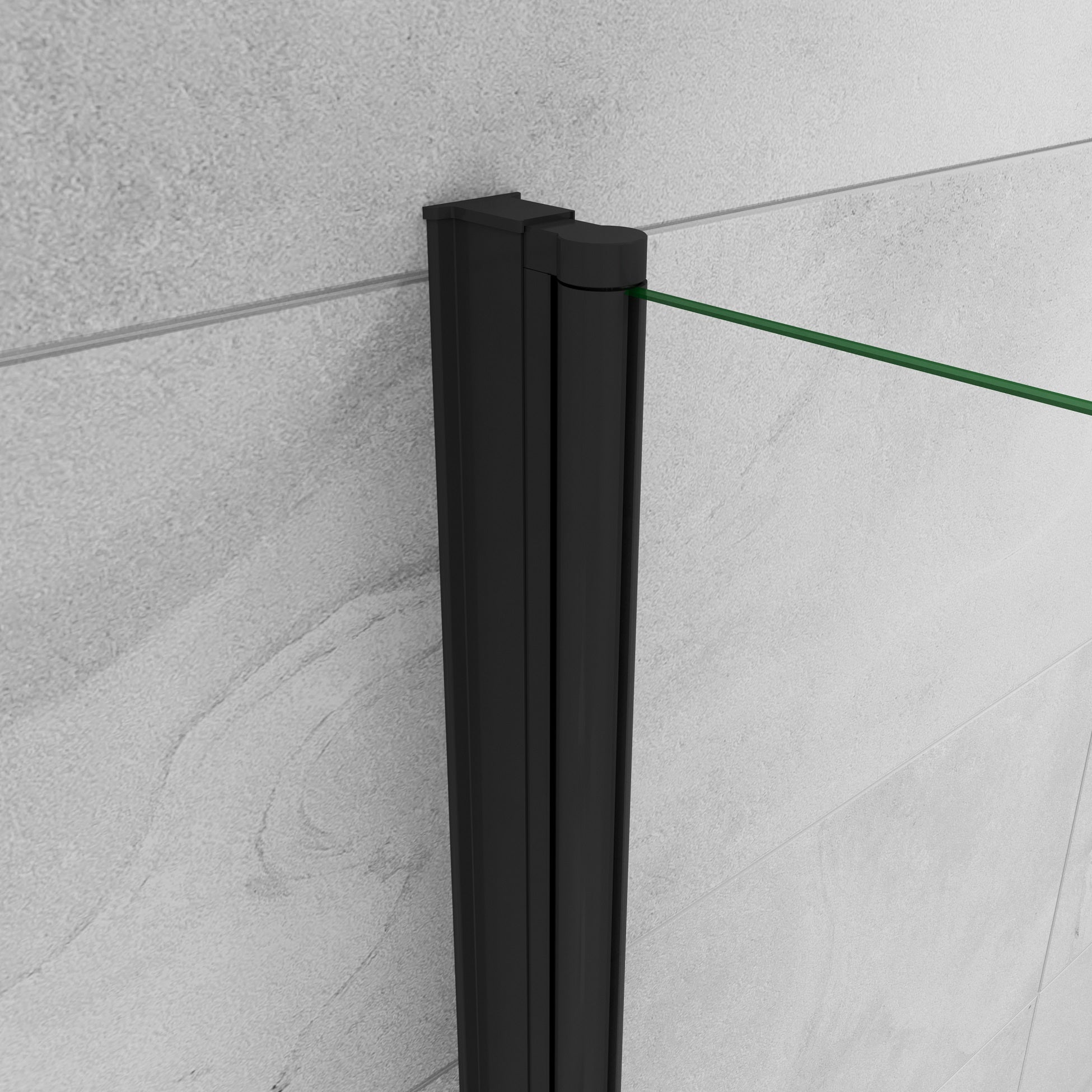 Paroi de douche à l'italienne pivotante 35x200cm paroi de douche retour pivotant mural en verre 8mm anticalcaire, profilé en alu Noir mat - 3