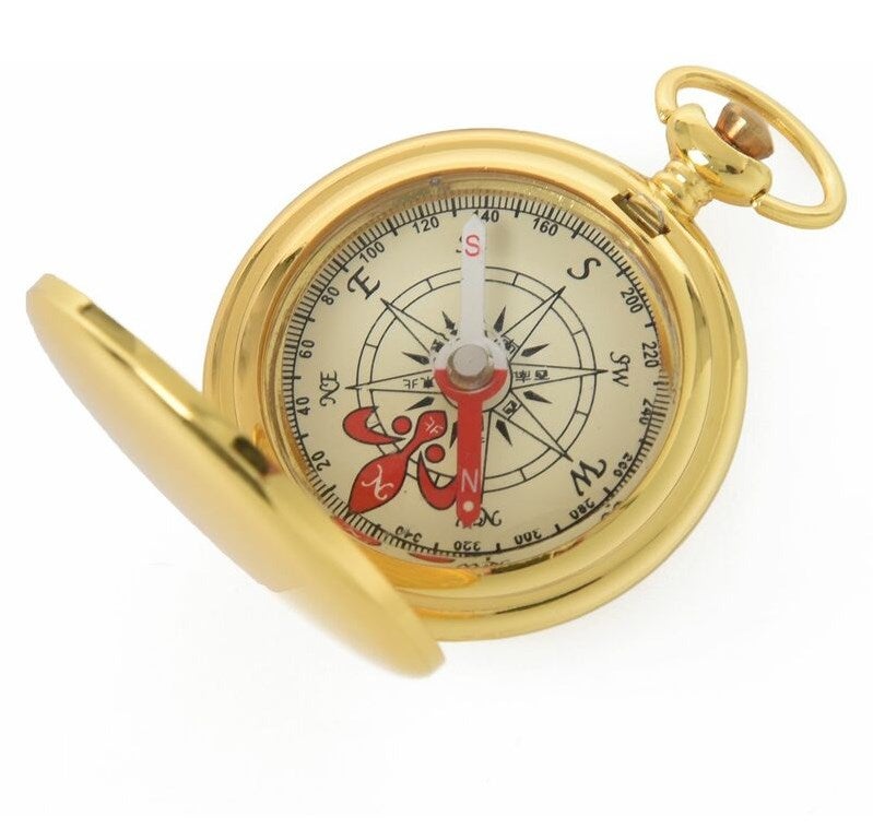 Boussole De Survie Dorée Fluorescente - Cuivre, Diamètre 5 Cm, Pour Randonnée, Camping, Exploration