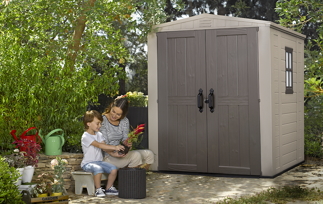 Szopa ogrodowa z żywicy PCV z półkami 178x195,5x208cm Factor 6x6 Keter K209872 - 6