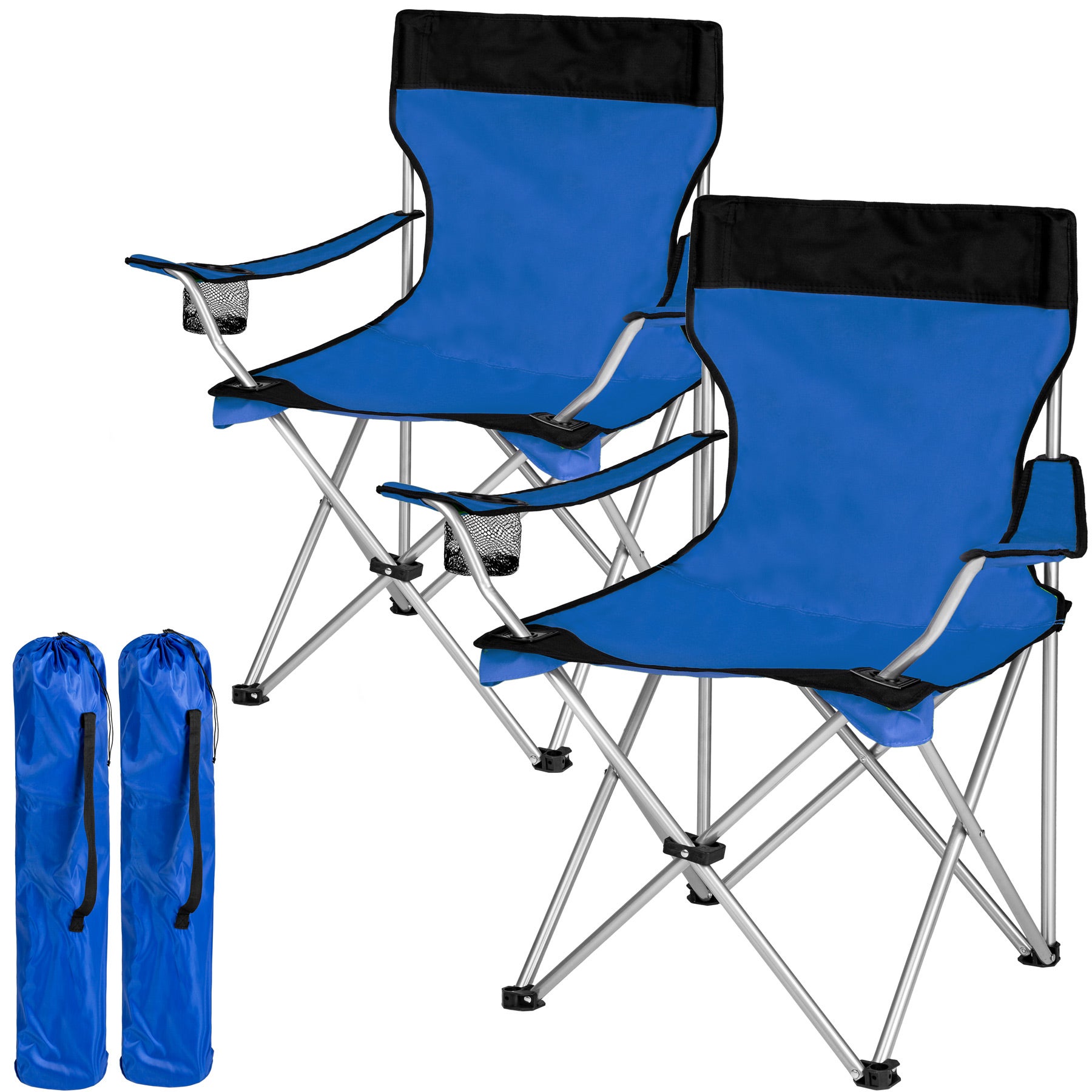 Chaise De Camping Pliante Tectake Noire - Confortable Avec Accoudoirs Et Sac De Transport