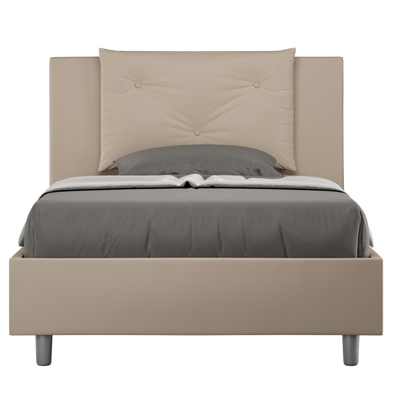 Letto una piazza e mezza con rete imbottito 120x190 similpelle tortora ...