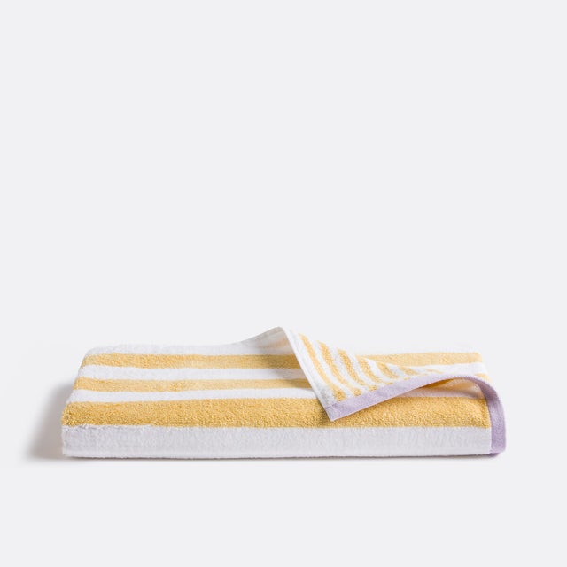 Maxi drap de bain éponge 500g, Dani - Jaune/blanc - 100 x 150 cm