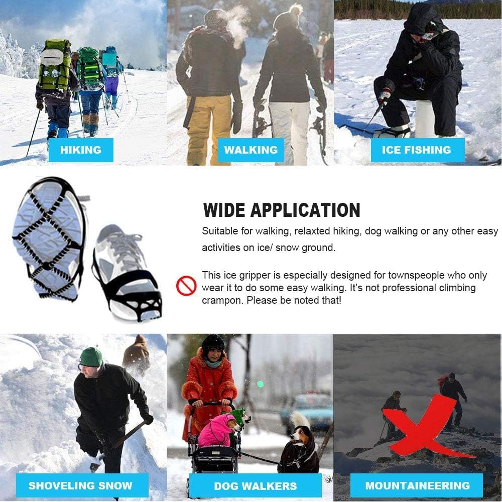 1 paire de crampons antidérapants universels pour chaussures à neige, dispositif de traction pour randonnée, marche (convient aux tailles 35 à 43) - 3