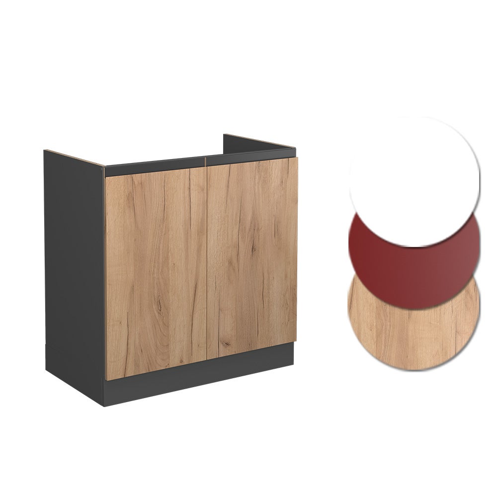 Vicco Meuble cuisine R-Line, Chêne de force doré, 80cm J-Shape, sans PT - 5