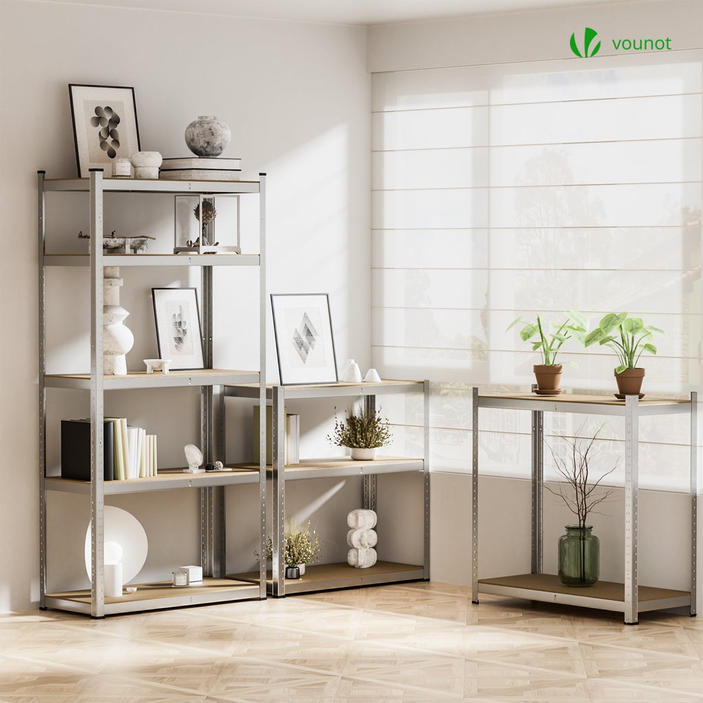 Lot de 2 étagères métalliques charge lourde 875kg - 90x40x180cm - 5 tablettes réglables - rayonnage robuste VOUNOT® - 5