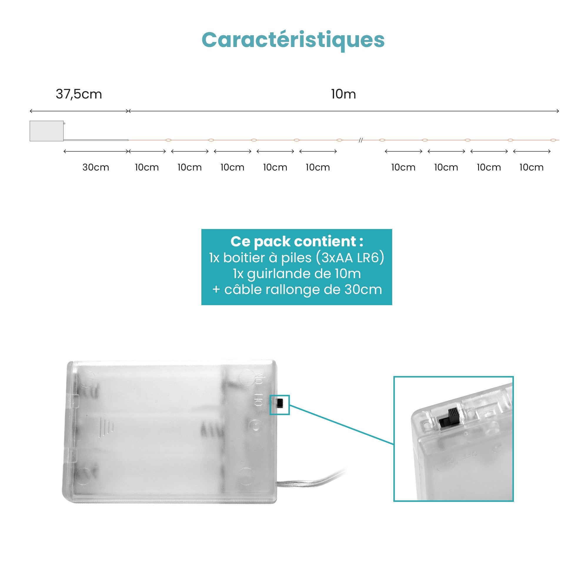 Guirlande Micro LED 10M Cuivre 100 LEDs Blanc Chaud - 2
