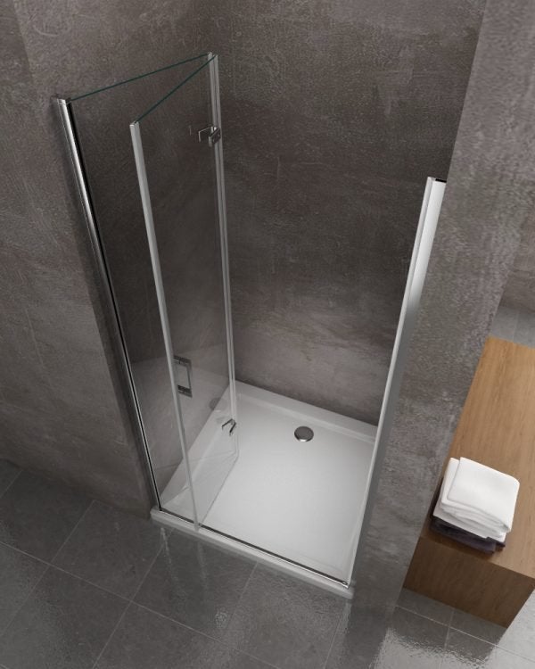 Porta box doccia con apertura a libro pieghevole a soffietto per installazione in nicchia H 190 cromo trasparente anticalcare misura 73-76,5 - 6