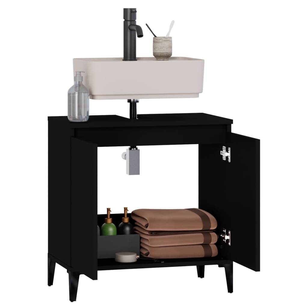 Maison Exclusive - Mobile Lavabo Nero 58x33x60 cm in Legno Multistrato - 5