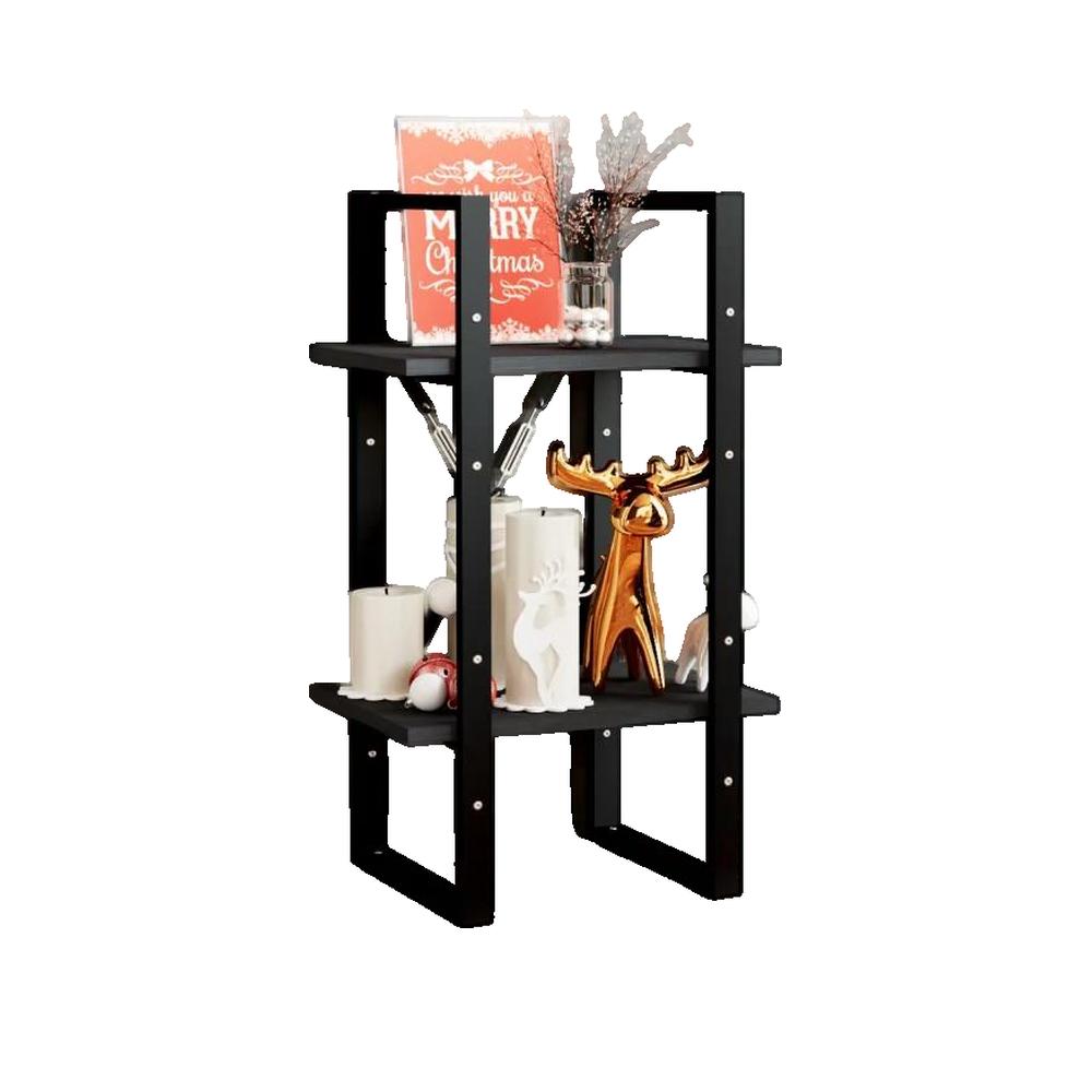 Biblioteczka vidaXL Industrialna Lite drewno sosnowe Czarna 2 półki 40x30x70 cm