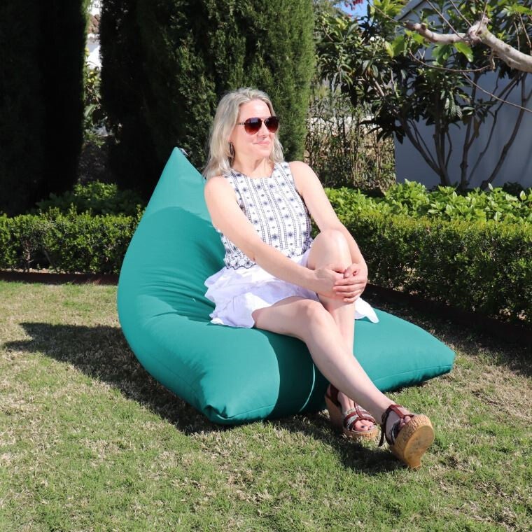 Pouf Pyramide Similicuir Outdoor Turquoise XL - 4