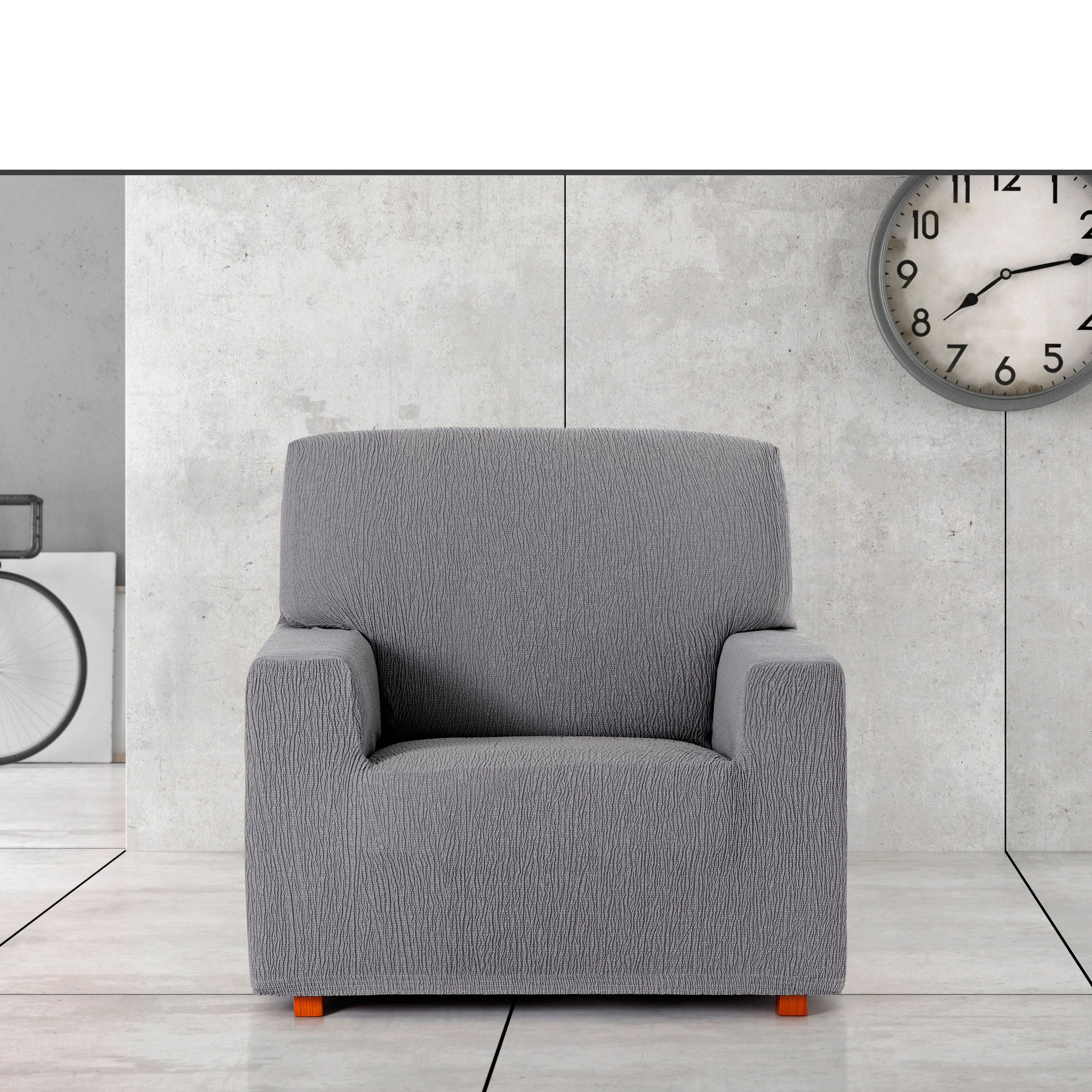 Housse de fauteuil Troya extensible gris 80 * 130 - 3