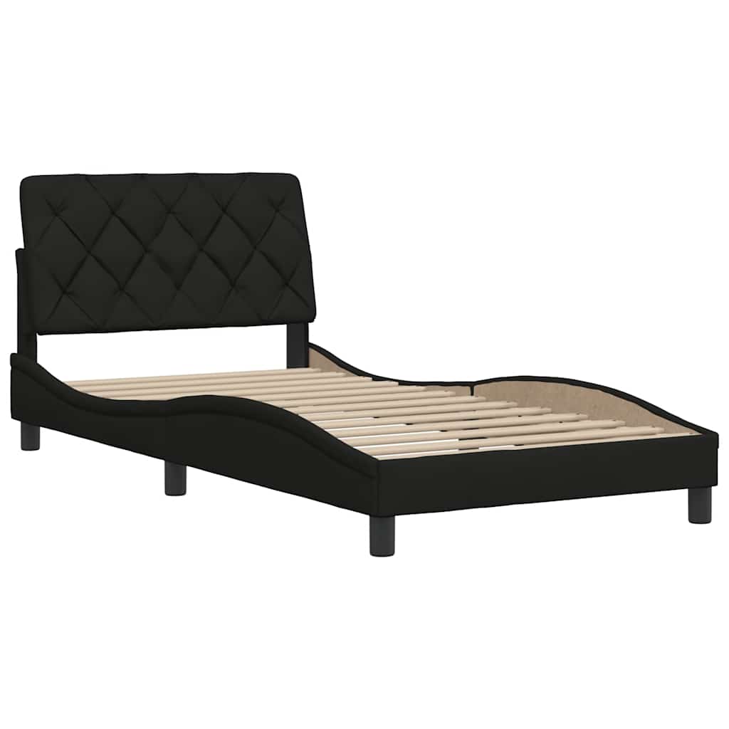 Cadre de lit sans matelas noir, tissu, pour la chambre, 100 × 200 cm - 4