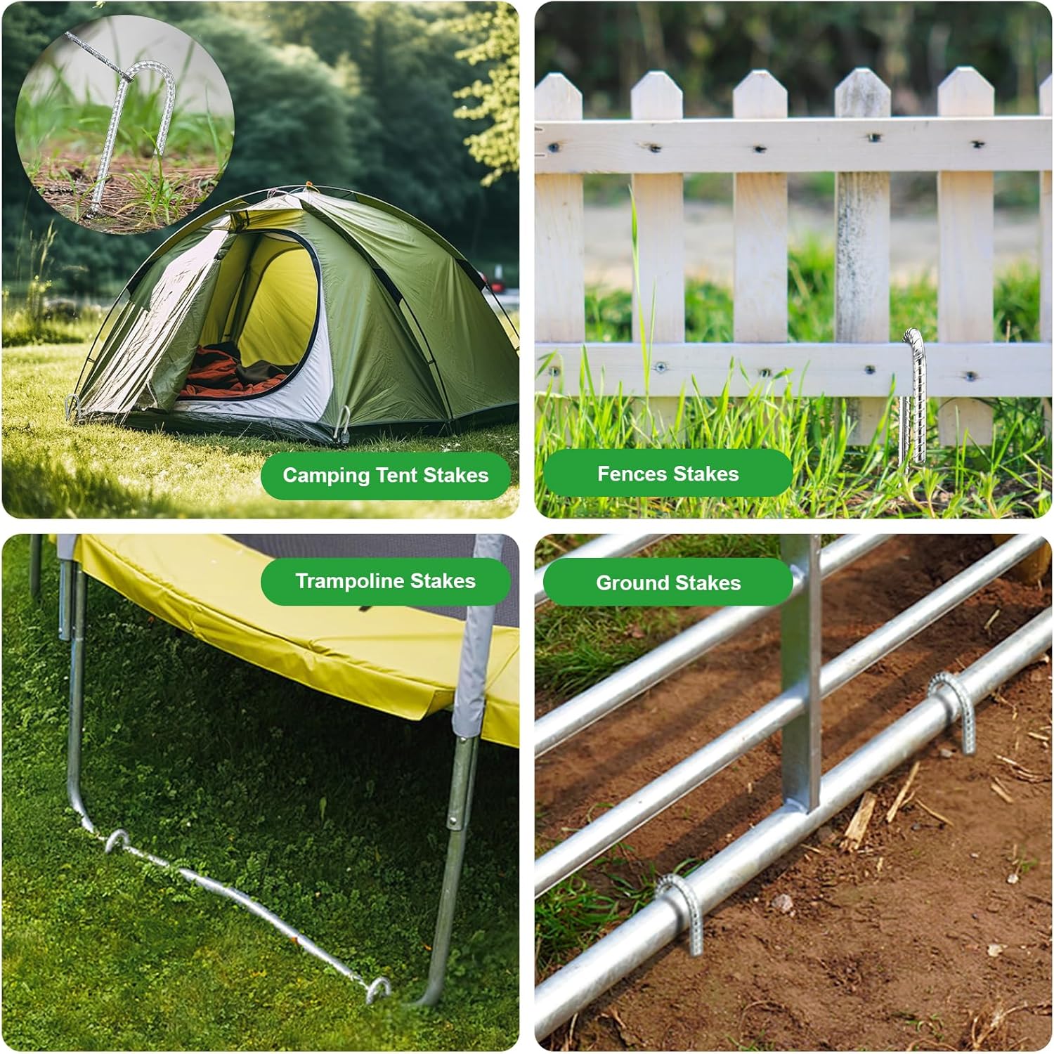 10 Pièces Piquets Ancrage au Sol, 30 cm Crochets en J, Ancres Résistants Piquet de Tente Sardines de Fixation en Acier Galvanisé pour Sécuriser Trampo - 5