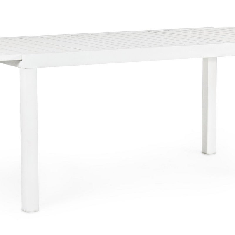 Rozkładany stół aluminiowy z listwami "Hilde" 160-240X90, biały, do wewnątrz i na zewnątrz