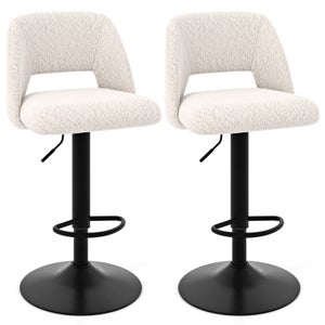 Tabouret de bar ajustable pivotant tissu Crème CLP - Mr Scandinave