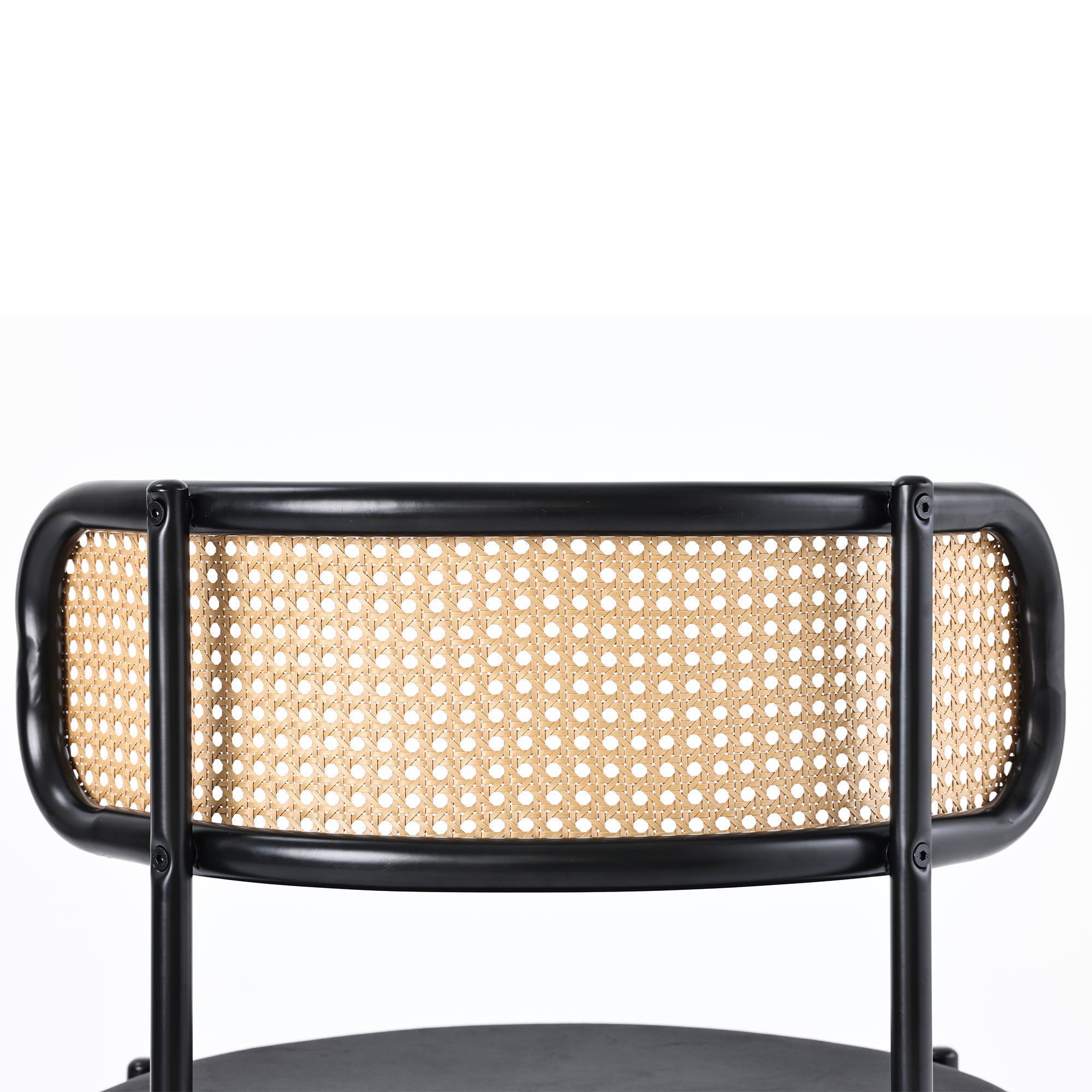 Lot de 2 Chaises en velours et rotin - pieds en métal - Noir - 9