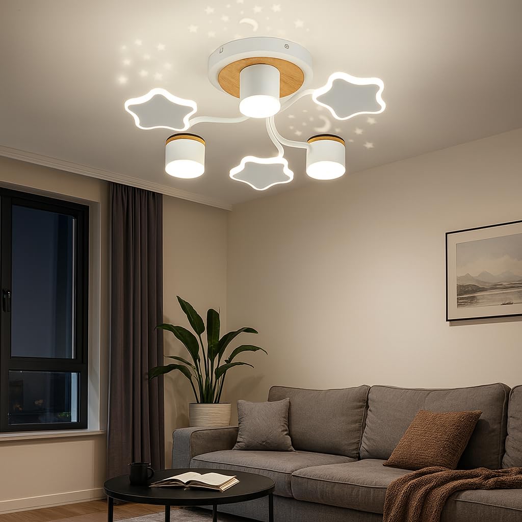 Plafón LED Habitación Infantil 60cm, Diseño Cielo Estrellado, 24W 2400LM, Regulable 3000K-6500K, Mando a Distancia, Temporizador, Luz de Noche - 4