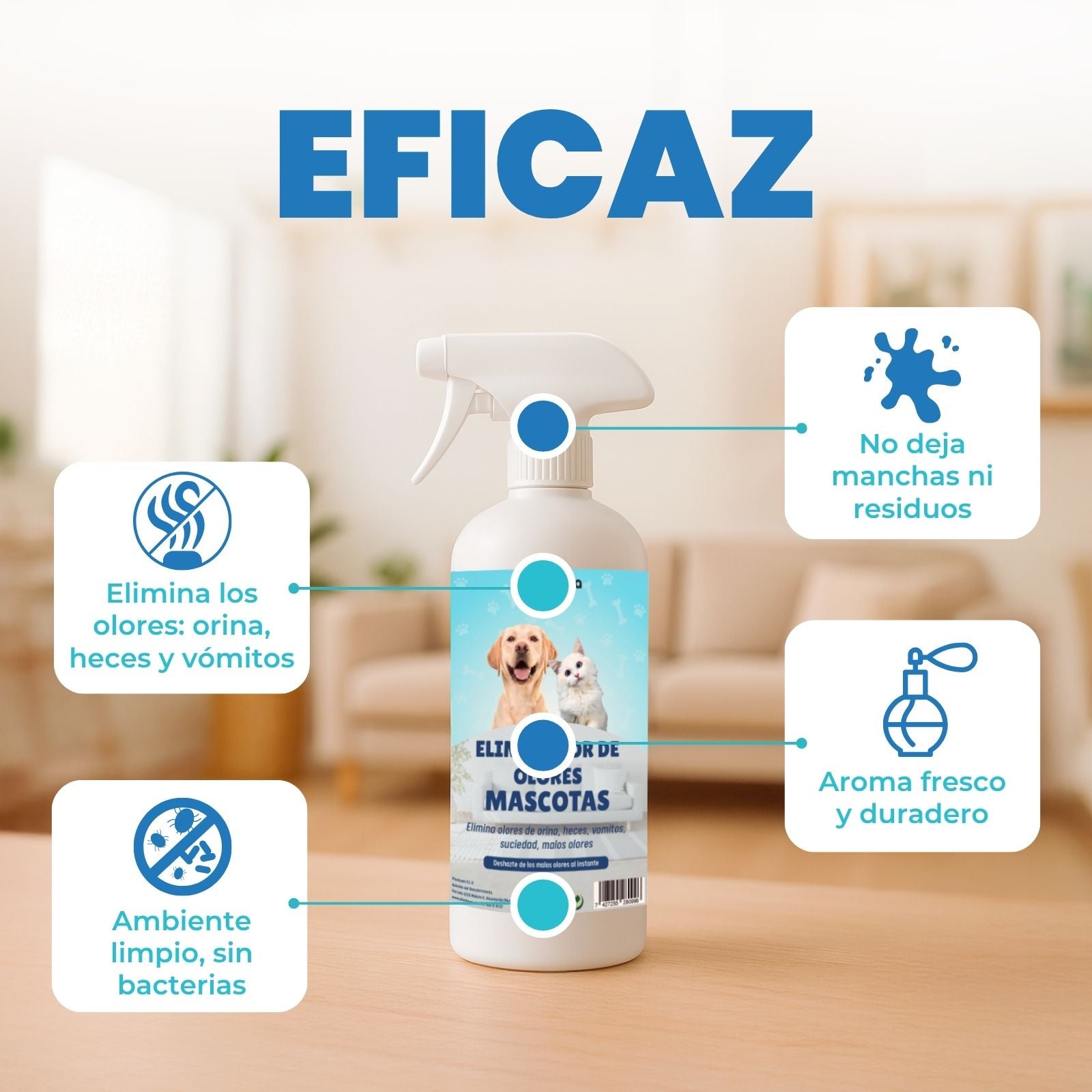PLANTAWA Eliminador de Odores Instantâneo para Animais de Estimação 1l. Neutralizador de Odores Enzimático Urina Fezes Vómito. - 2
