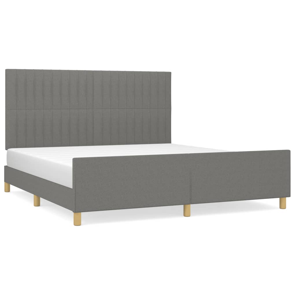 Cadre de lit sans matelas gris foncé 160x200 cm tissu - 2