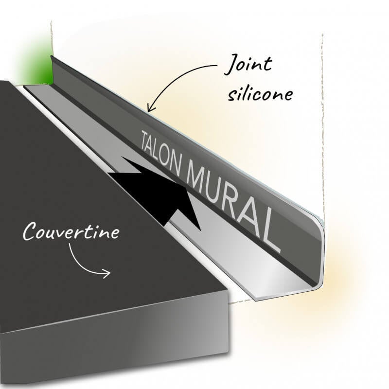 Talon mural ECO50 alu de couvertine pour acrotère toit-terrasse - Gris Anthracite - RAL 7016 - ALUHOME - 3