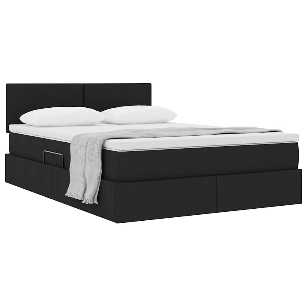 Lit avec rangement et matelas noir 140 x 190 cm velours - 3