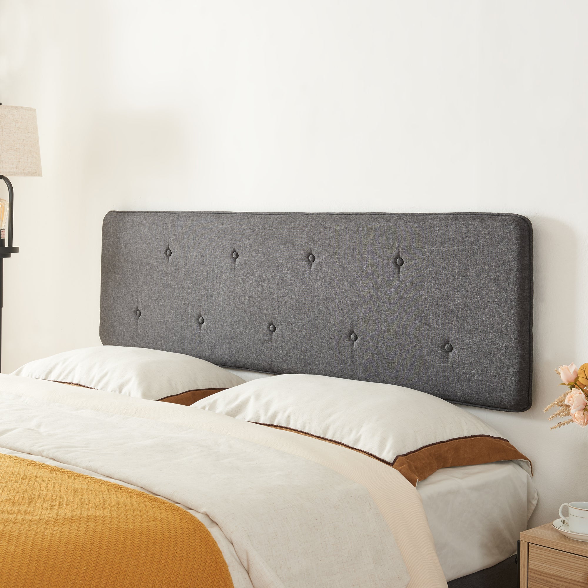 Tête de lit Tokke 160 x 52 cm gris [en.casa] | Leroy Merlin