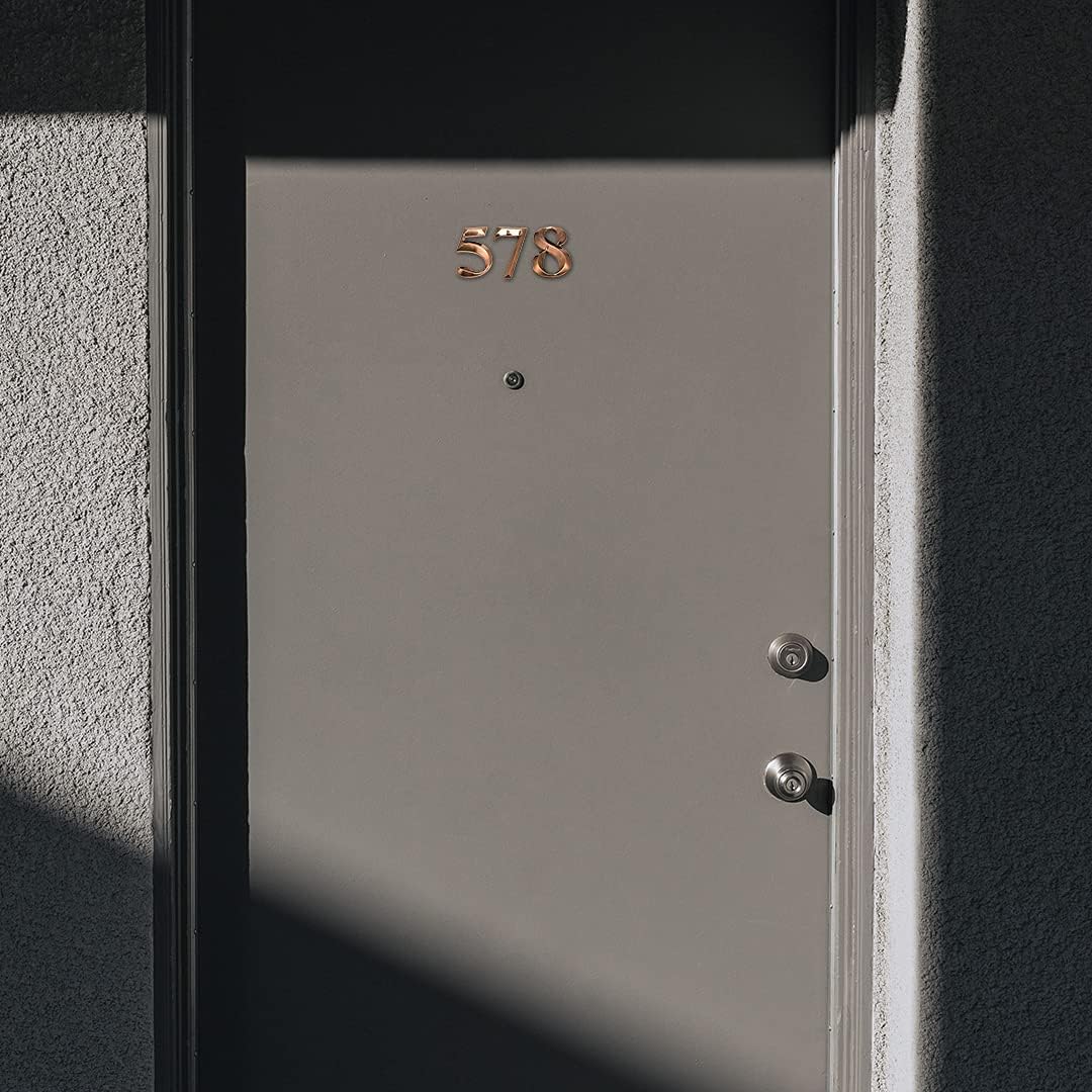 Etiqueta autoadhesiva 3D con número de casa, letrero de buzón de calle para oficina en casa (Bronce, 8) - 3