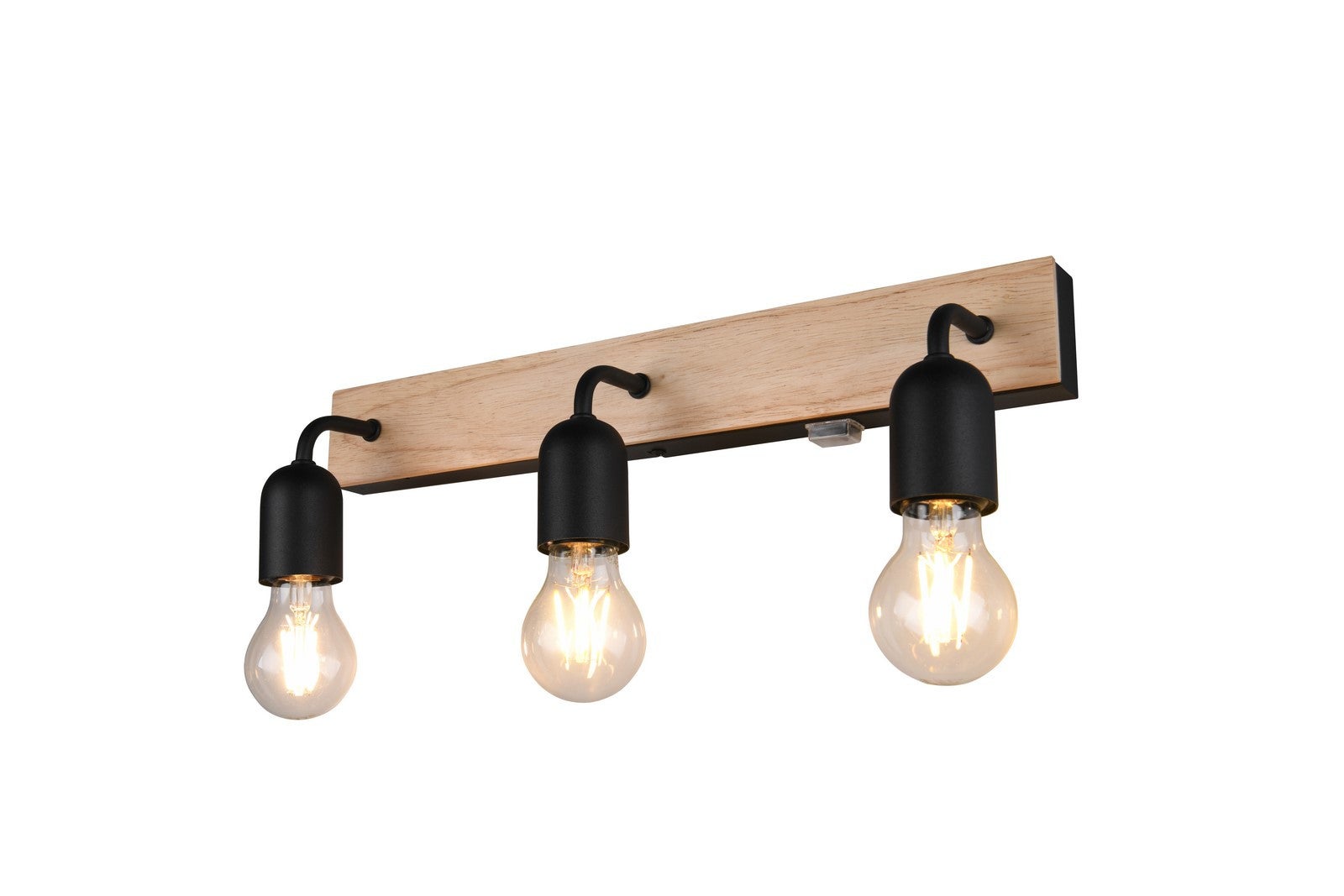 Kinkiet ścienny Arturo jasne drewno-czarny 3xE27x10W nad lustro z włącznikiem wym: 12 x 45 x 11 cm metal IP44 Trio