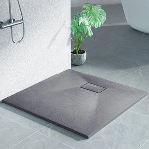 Plateau De Douche Noir Mat Diamond 700x700mm, Pierre Résine, 35mm Fin