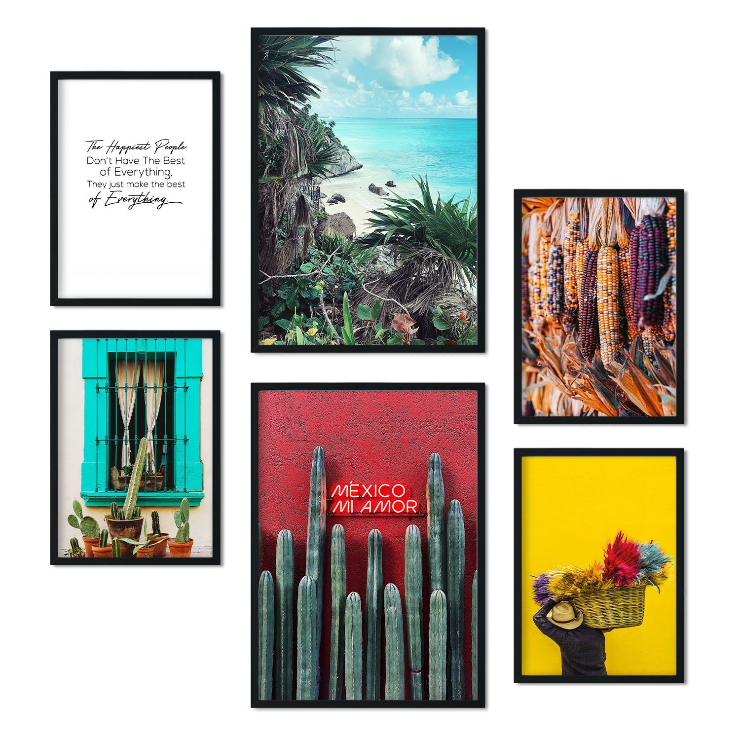 6 láminas fotograficas mexico en colores poster impresion artistica y moderna para colgar decoracion mural a3 y a4 con marco blanco