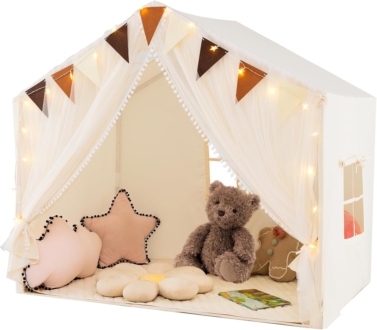 Tente de Jeu Enfant, Grande Maison de Jeu pour Tout-Petits avec Rideaux de Porte, Fenêtres Tente de Jeu Enfant, Grande Maison de Jeu pour Tout-Petits avec Rideaux de Porte, Fenêtres