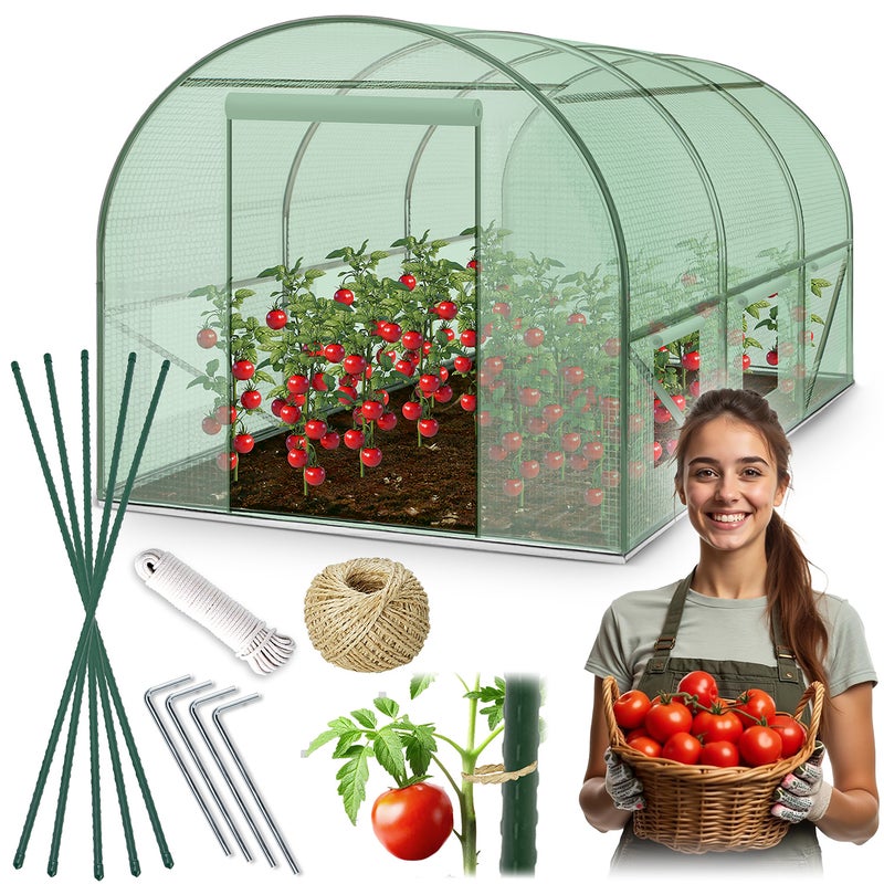 Tunel foliowy ogrodowy szklarnia 2x3xH2m (6m2) zielony Plonos 4910-B