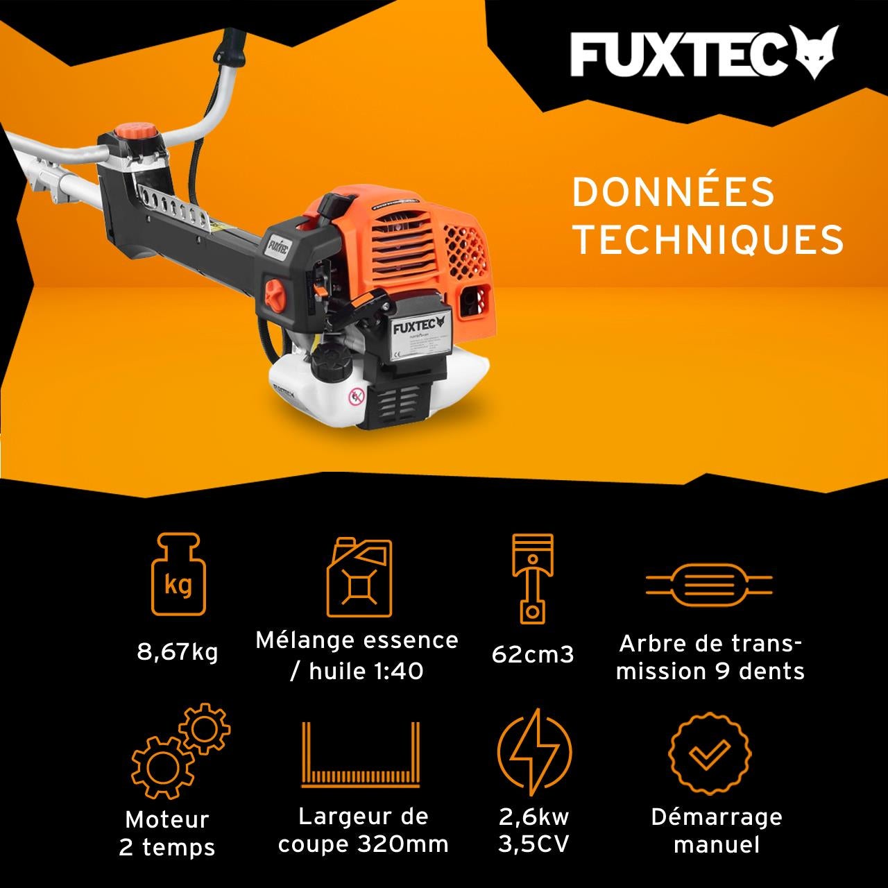 Débroussailleuse thermique professionnelle FUXTEC FXPS162 62cm3 3