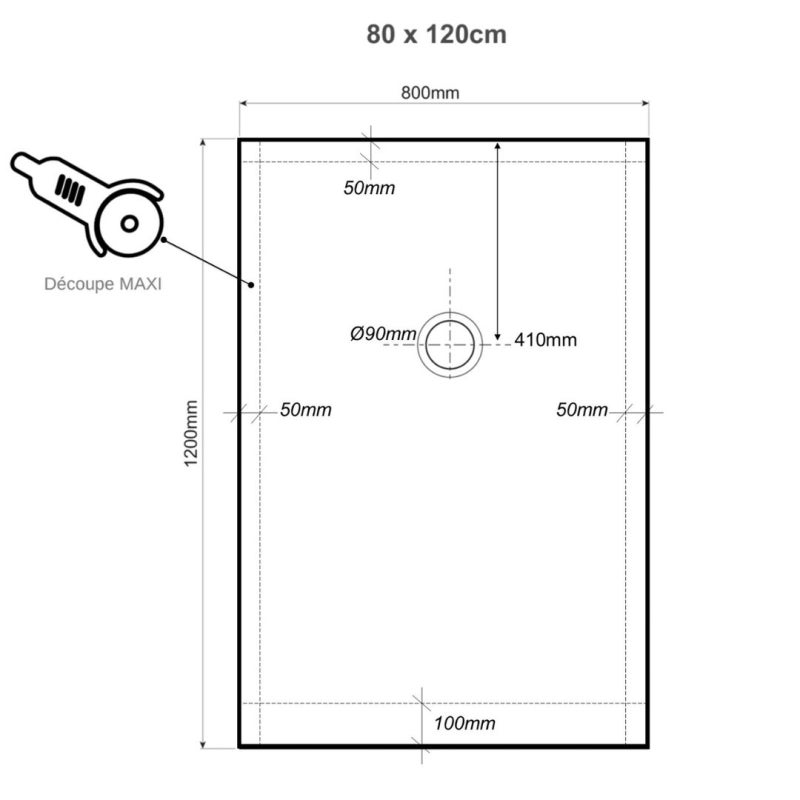 Receveur de douche extra plat à poser 80x120 Design reflet ardoisé Blanc - 2
