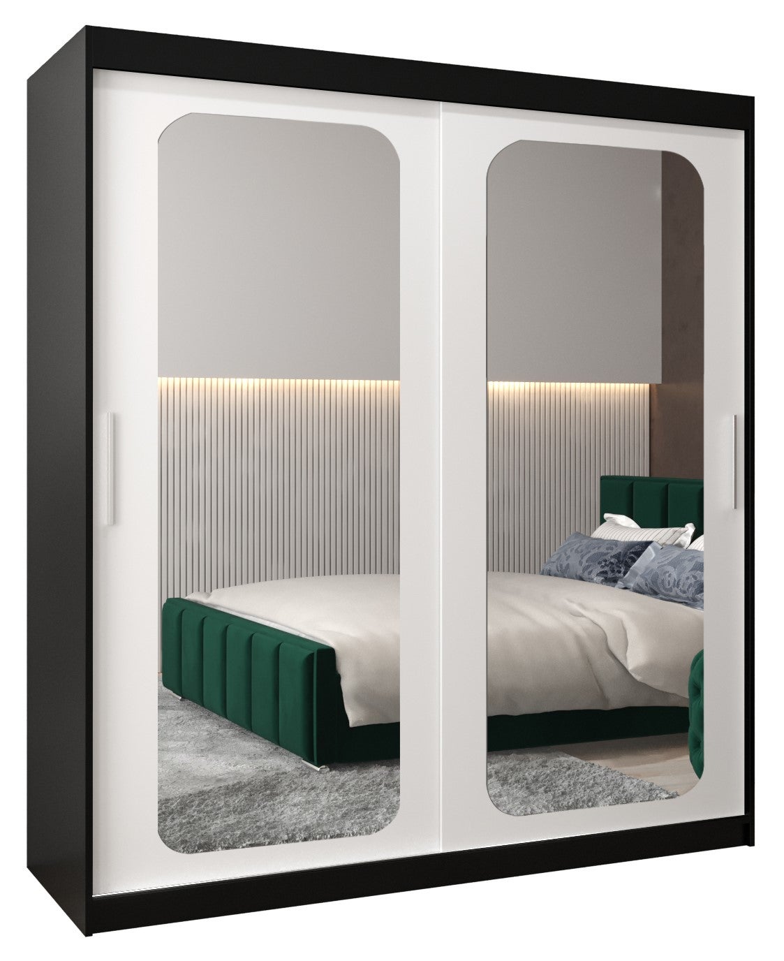 Szafa przesuwna garderoba PROMO T3 180 x 62 x 200 cm Czarny + Biały - Abiks Meble
