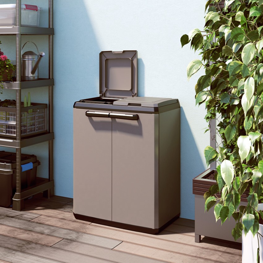 Mobile armadio raccolta differenziata 2 sacchi rifiuti Split Basic Keter - 2